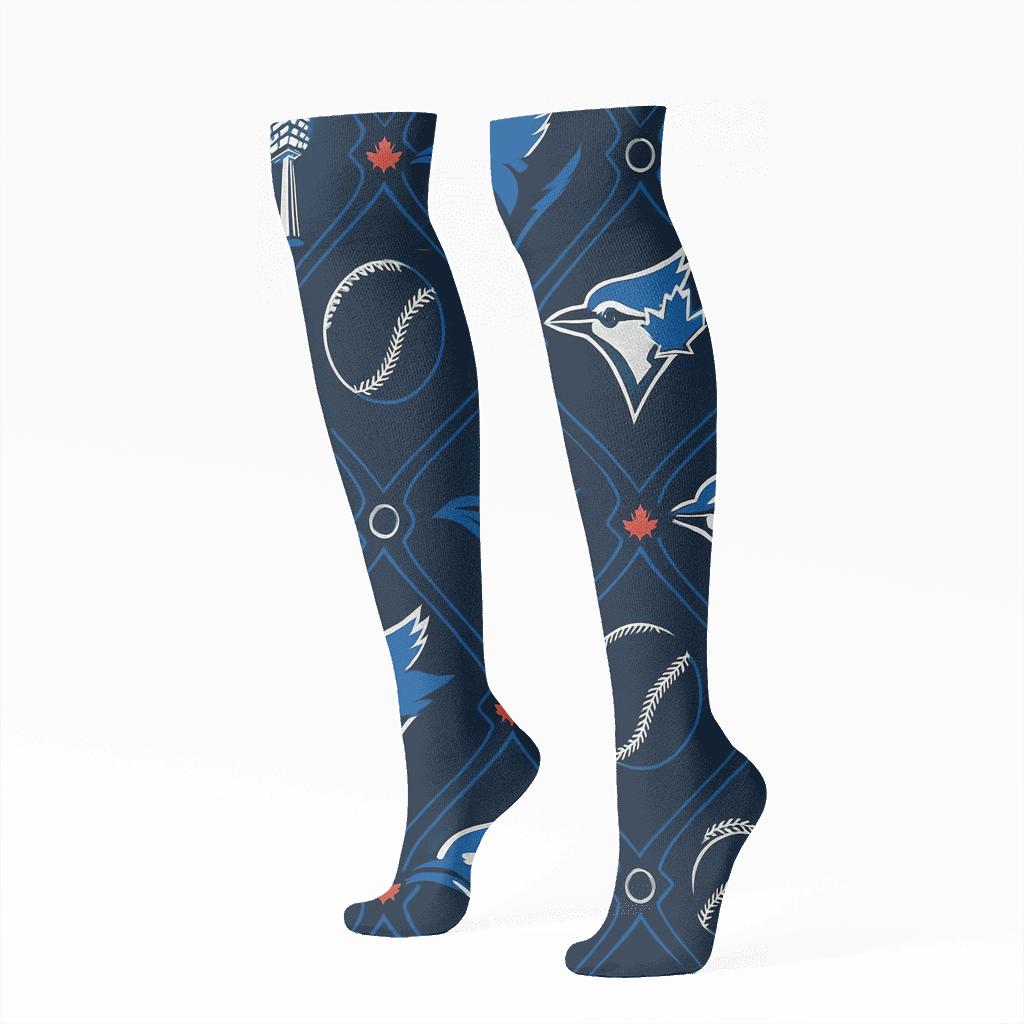 Stadium Light Lattice Blue Jays Edition trendy patterned knee-high socks