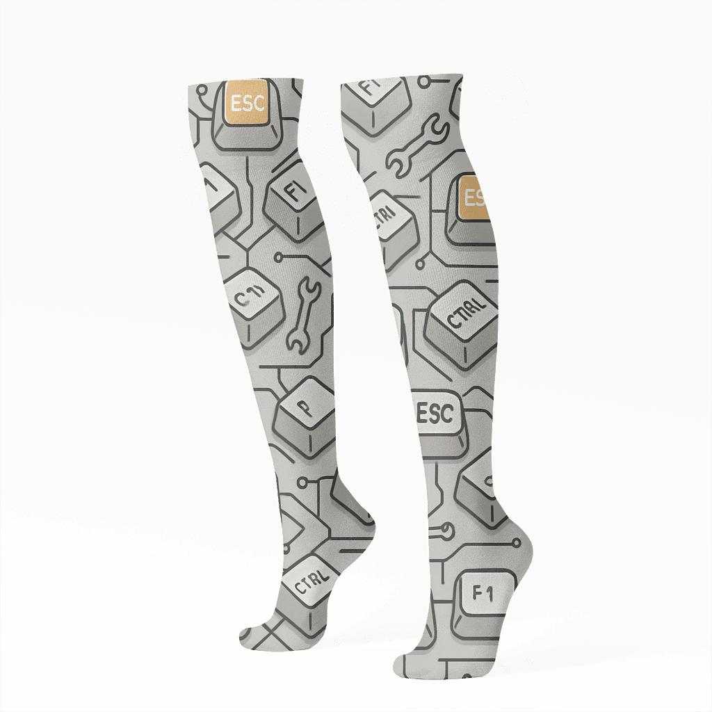 Tech Gray Keycap Lattice It Support Specialist premium sports knee-high socks