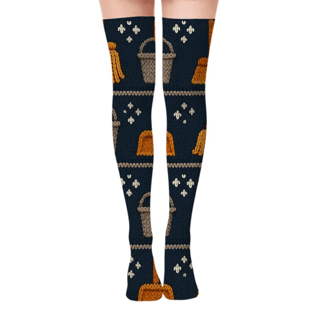 Janitor Knit Illusion Mop And Bucket Bands custom over-the-knee socks