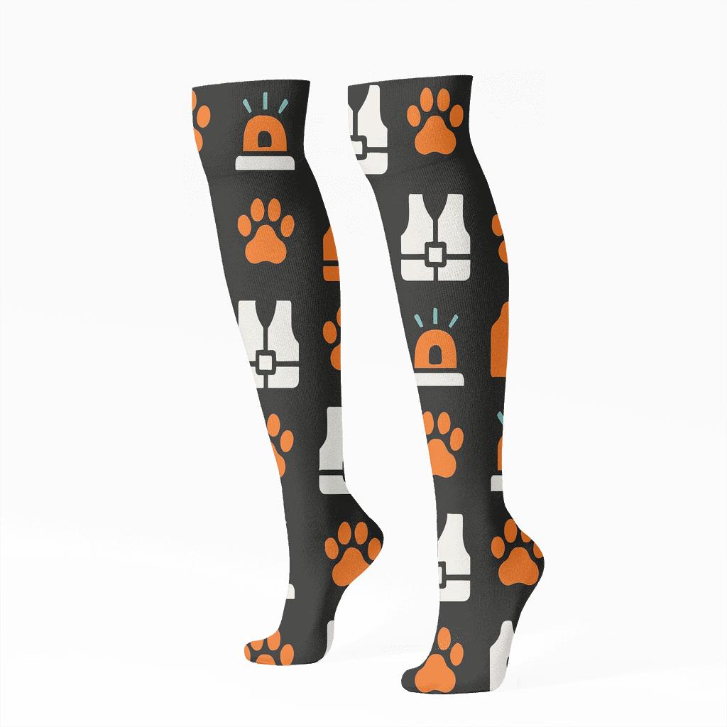 Rescue Beacon Grid For Rescue Worker designer print knee-high socks
