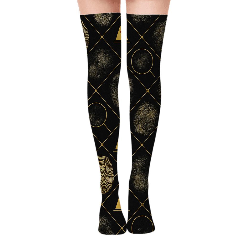 Fingerprint Lattice Study For Crime Scene Investigator soft everyday over-the-knee socks