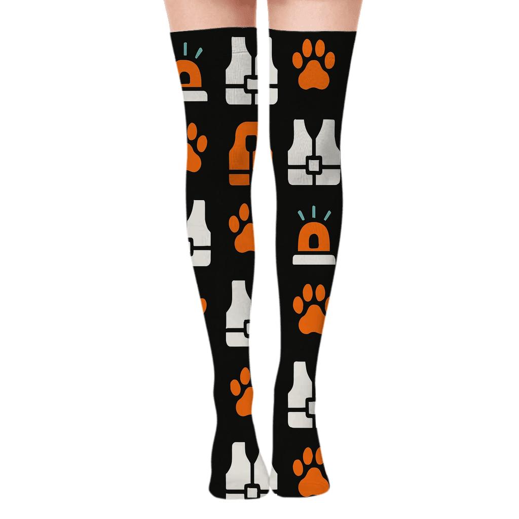 Rescue Beacon Grid For Rescue Worker designer print over-the-knee socks
