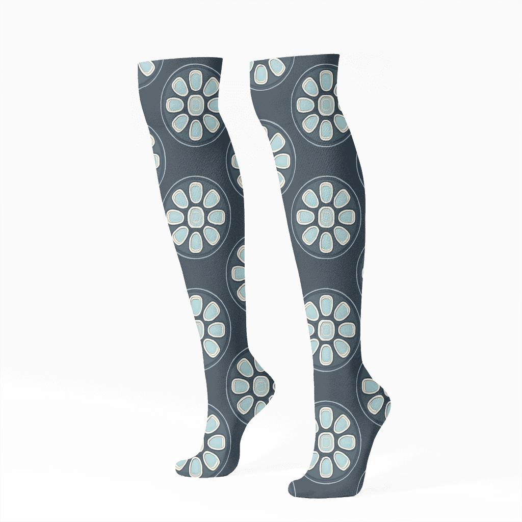 Airplane Window Medallions In Midnight stylish athletic knee-high socks