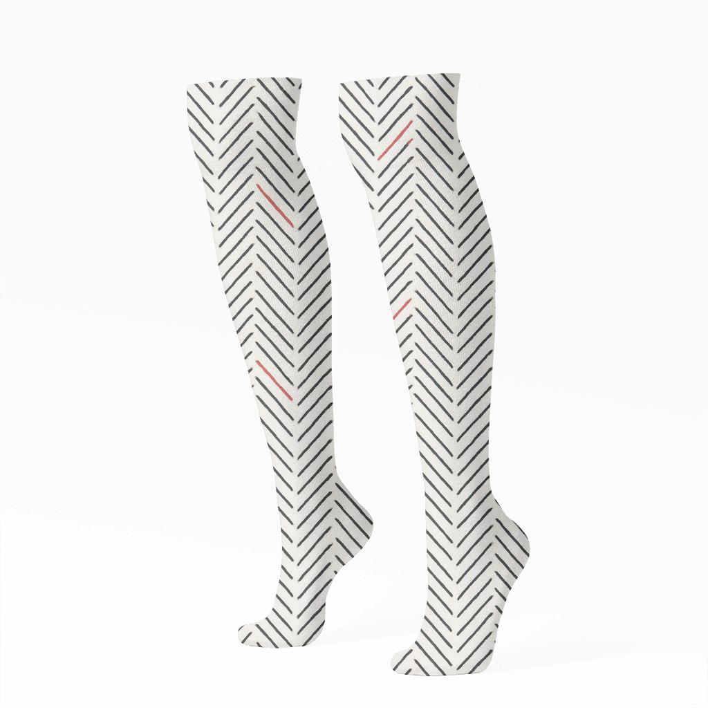 Photon Step Herring designer print knee-high socks
