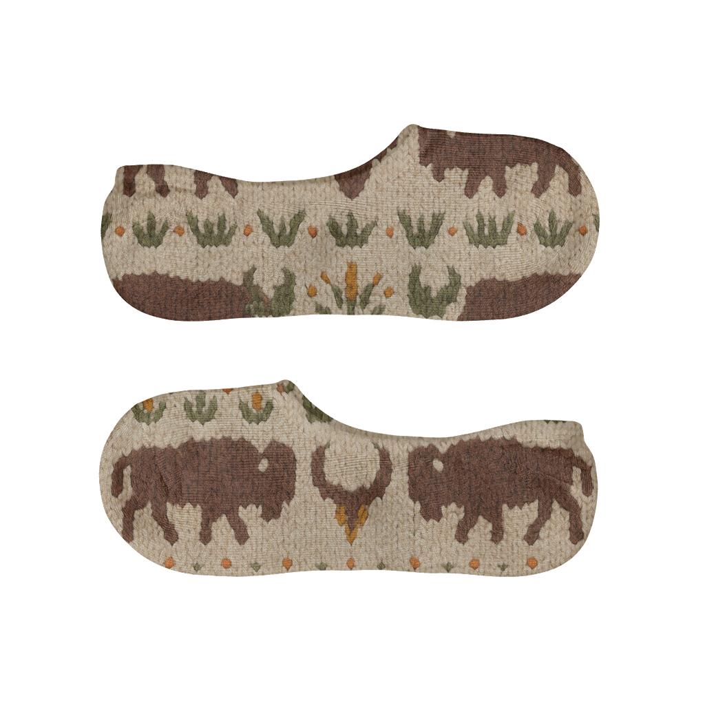 Knitted Prairie Bands With Bison Motifs unique hidden socks