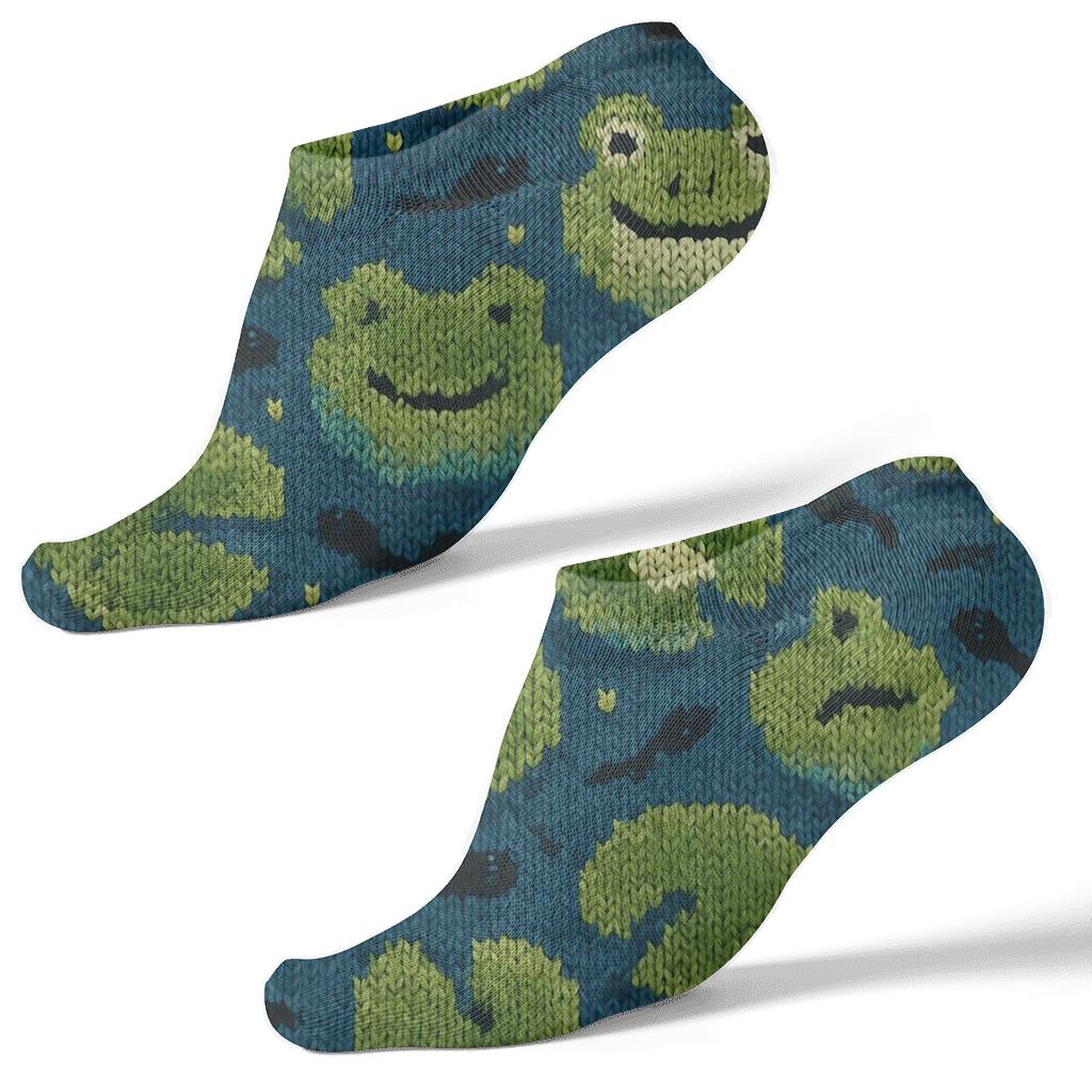Knitted Pond Tiles In Frog Harmony personalized ankle socks
