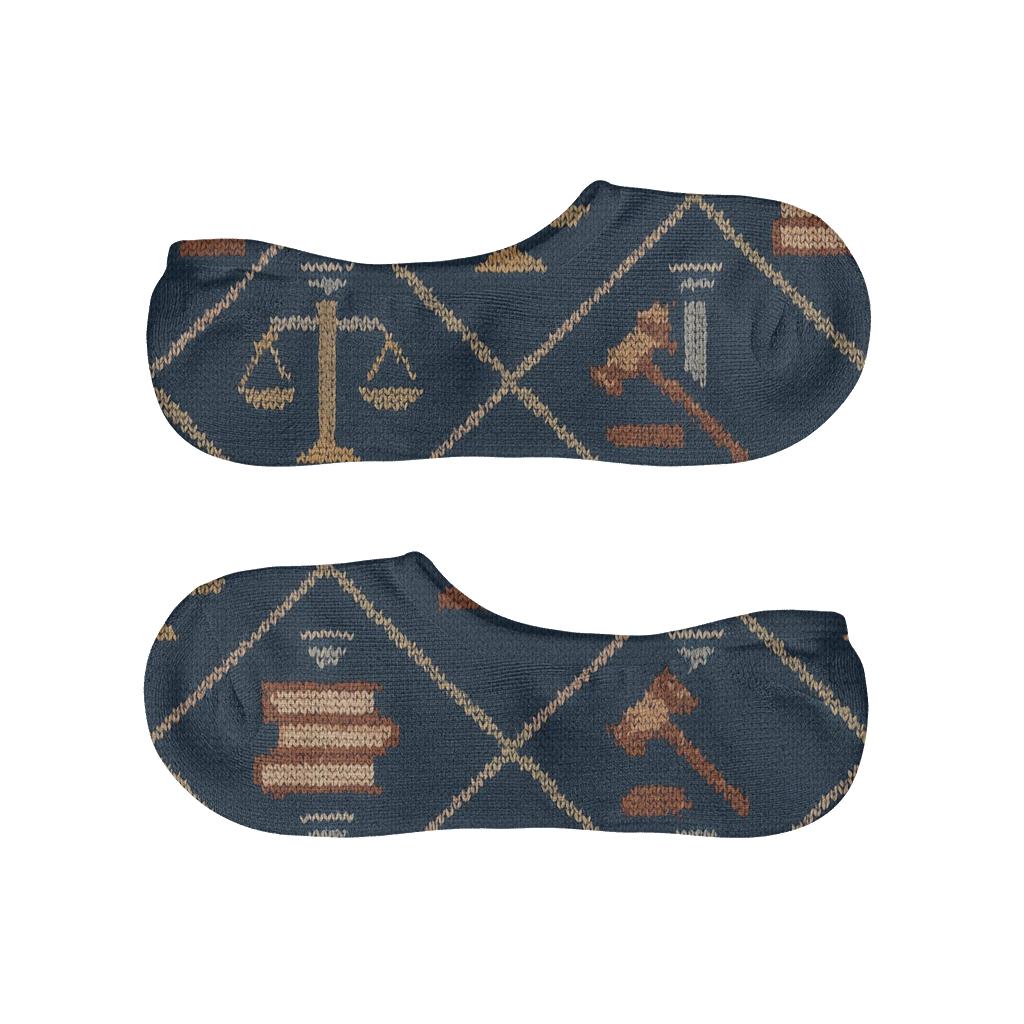 Courtroom Knit Illusion With Lawyer Motifs breathable seamless no-show sockscustom no-show socks