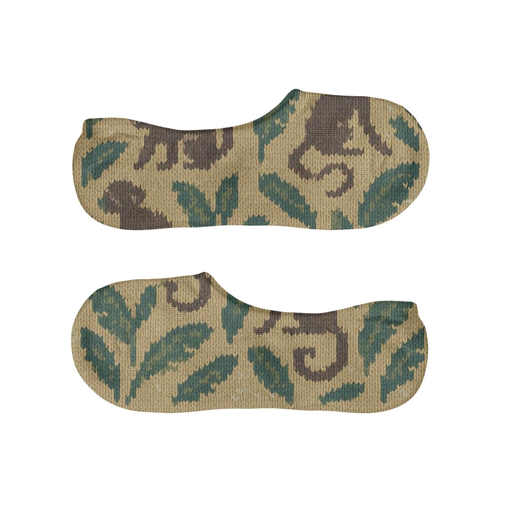 Knitted-Illusion Banana Leaf Grid, Monkey Edition breathable seamless no-show sockscustom no-show socks