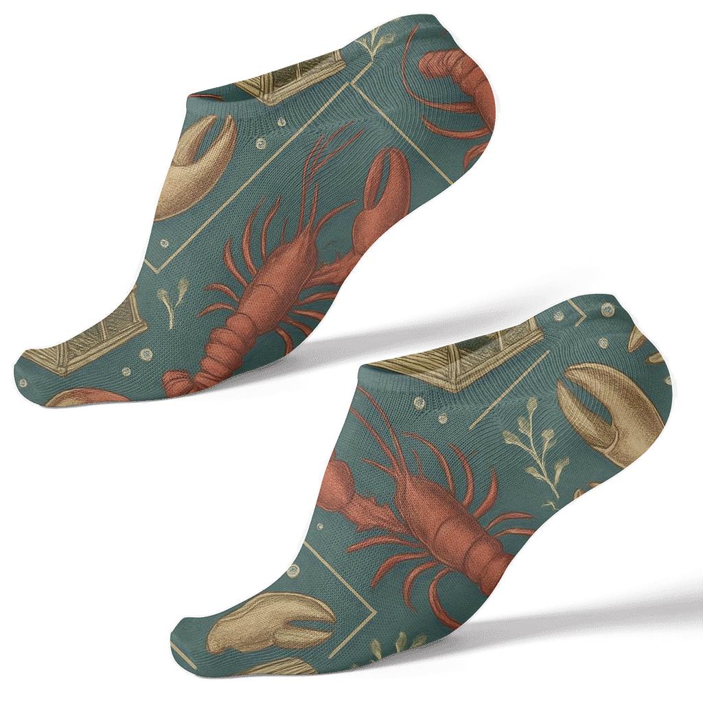 Vintage Marine Collage With Lobster Trap Tessellation comfortable cotton ankle socks