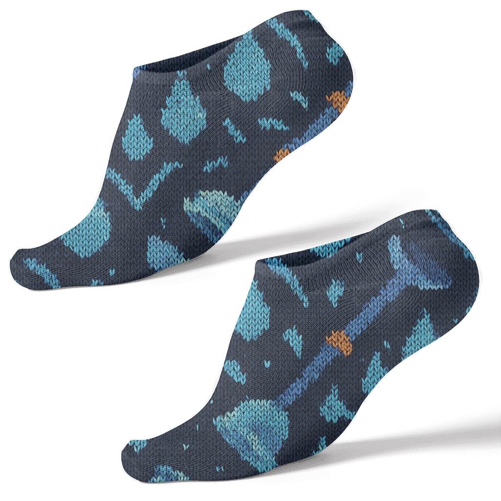 Knitted Plunger Waves, Midnight Plumber premium sports ankle socks
