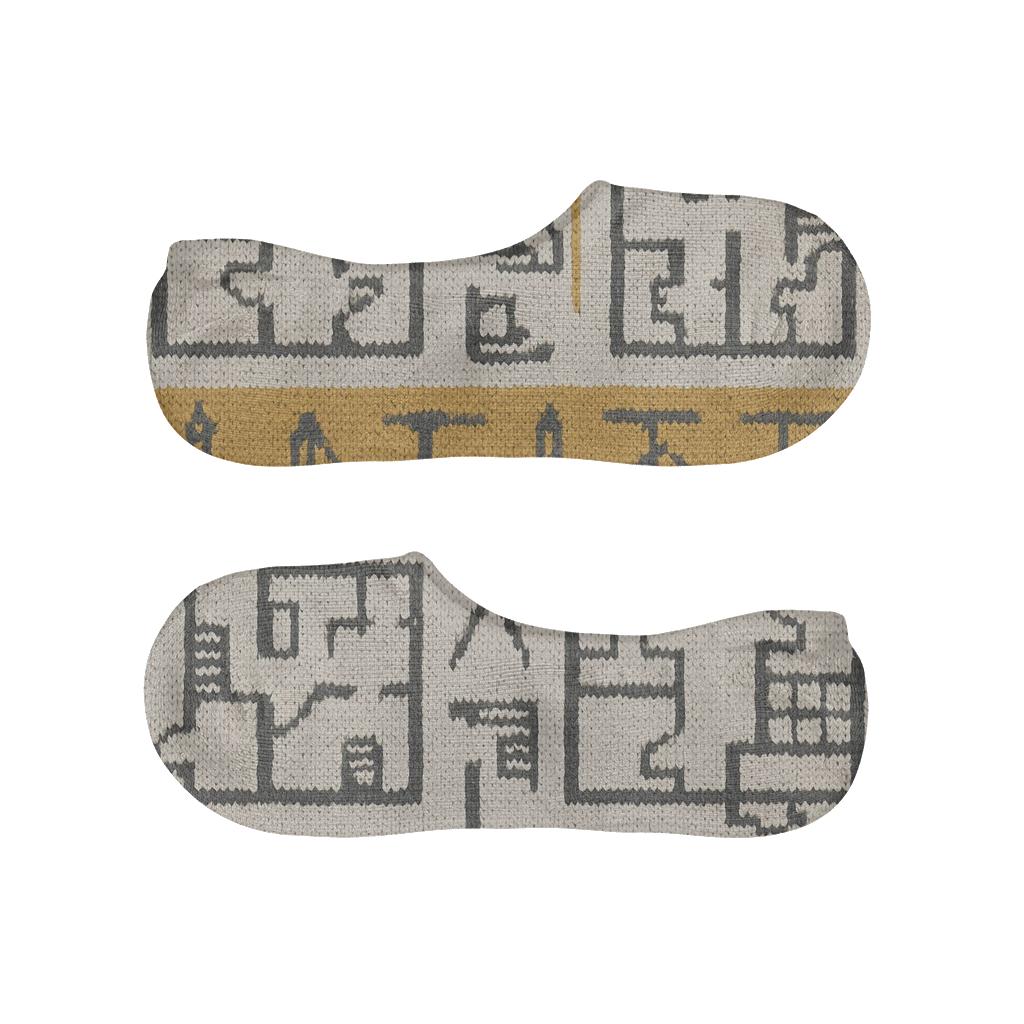 Knitted Blueprint Lattice With Architect Motifs anti-slip no-show socks