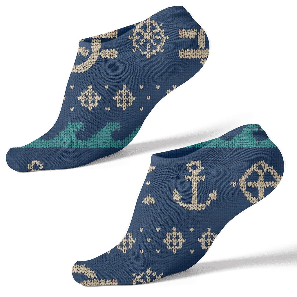 Ship Captain Rope Knot Waveband Grid unique graphic ankle socks