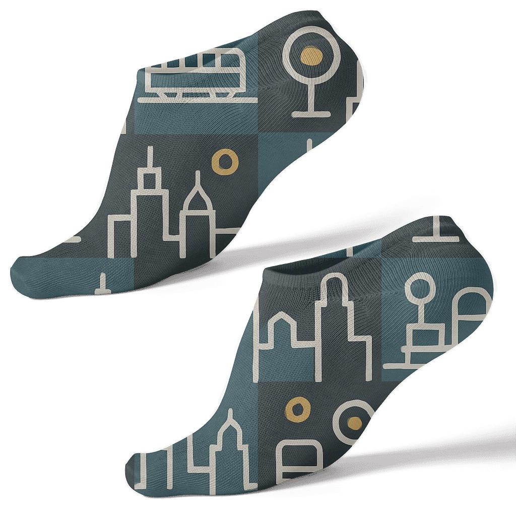 Skyline Transit Tiles, Urban Planner Edition unique graphic ankle socks