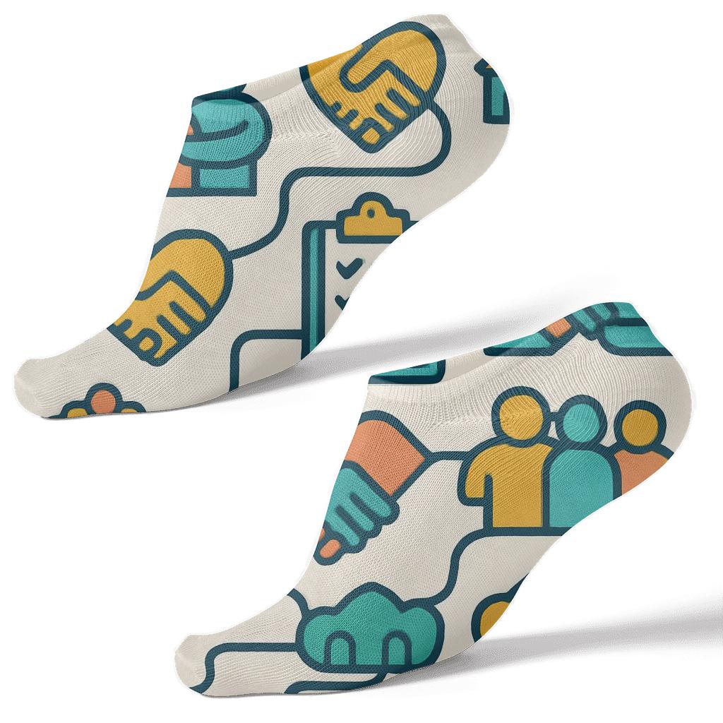 Community Mural Network Grid For Social Worker soft everyday ankle socks