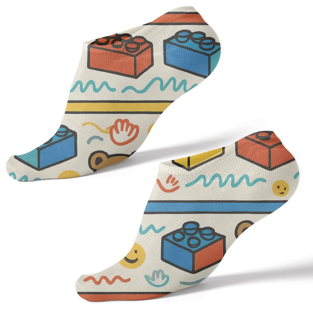 Childcare Worker Block Band Parade Pattern premium sports ankle socks
