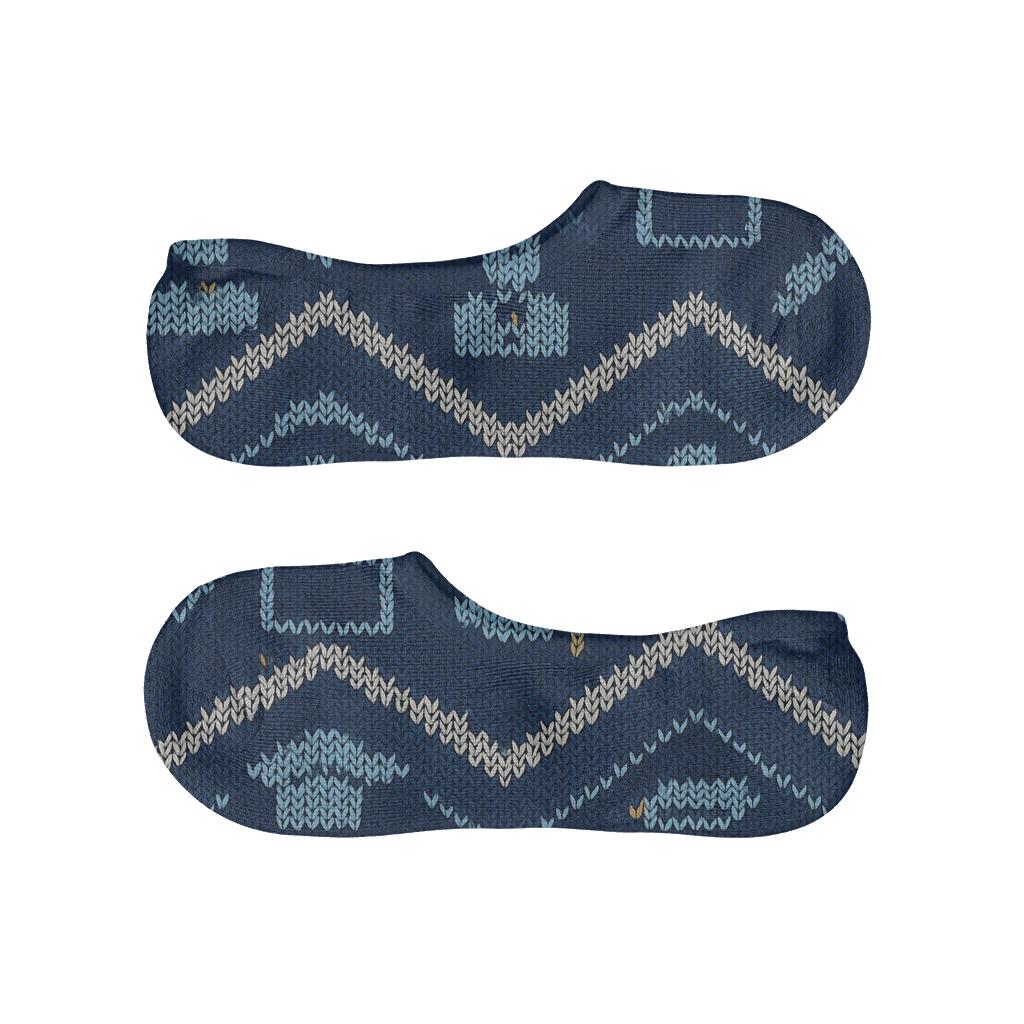 School Principal Knit Illusion Chevron Bands designer print no-show socks