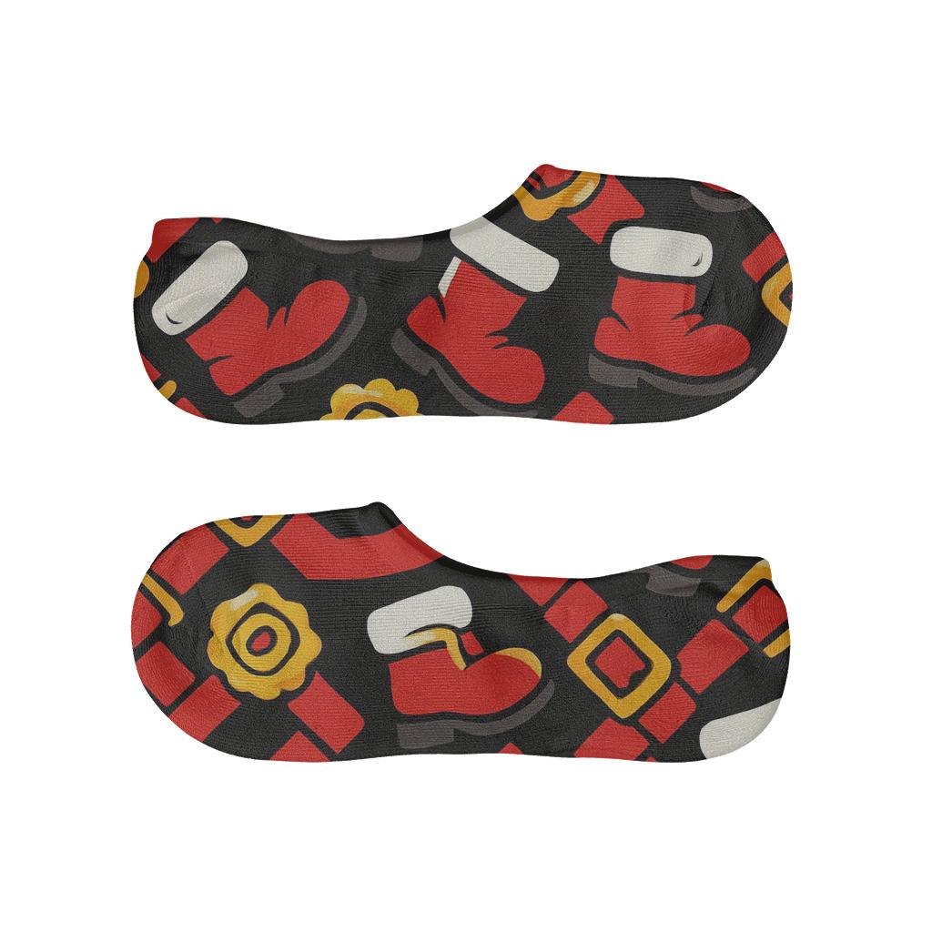 Santa-Buckle Baroque Tessellation designer printed no-show socks