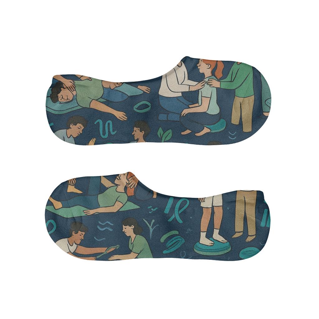 Wellness Collage For A Physical Therapist In Orbit Grid custom no-show socks