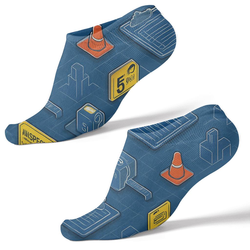 Blueprint Lattice With Building Inspector Stickers personalized ankle socks