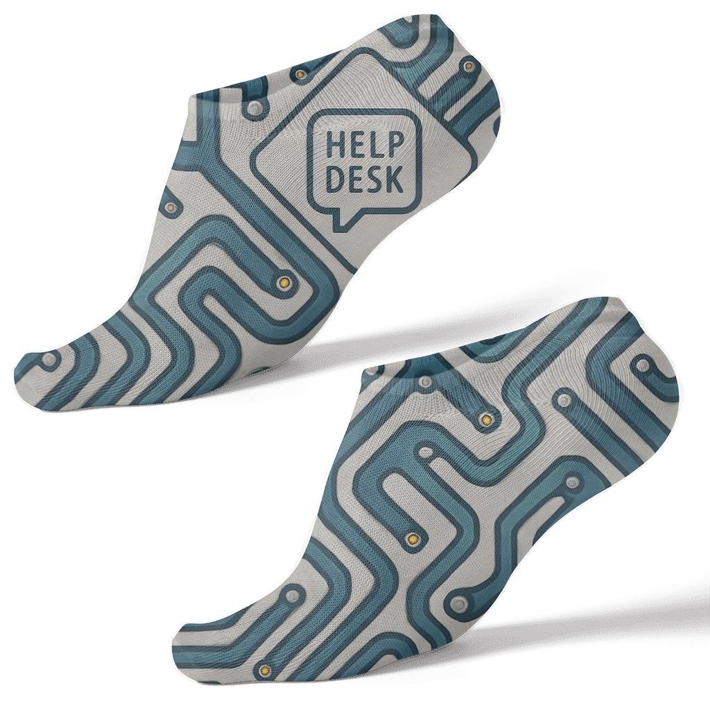 Circuit Quilt For It Support Specialist In Calm Blues trendy patterned ankle socks