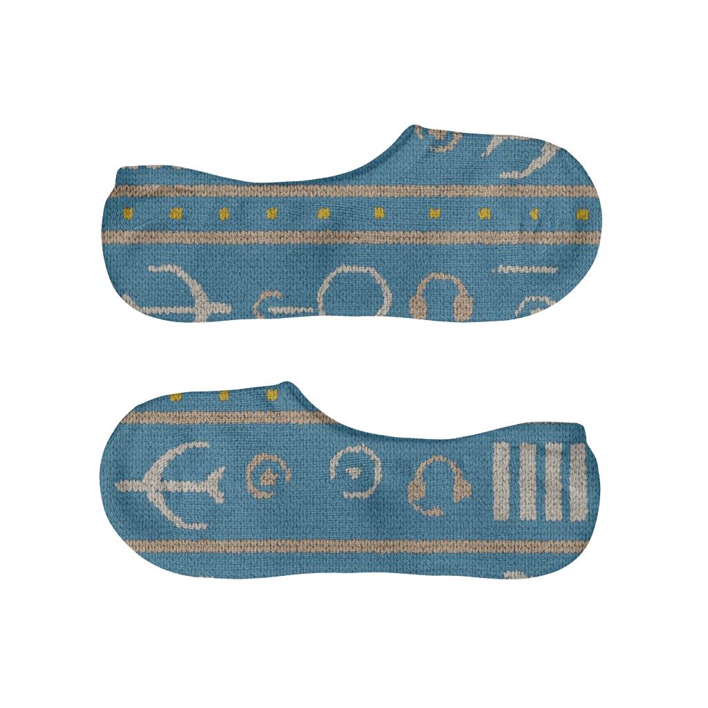 Knitted Pattern Illusion With Air Traffic Controller Flight Path Bands personalized no-show socks