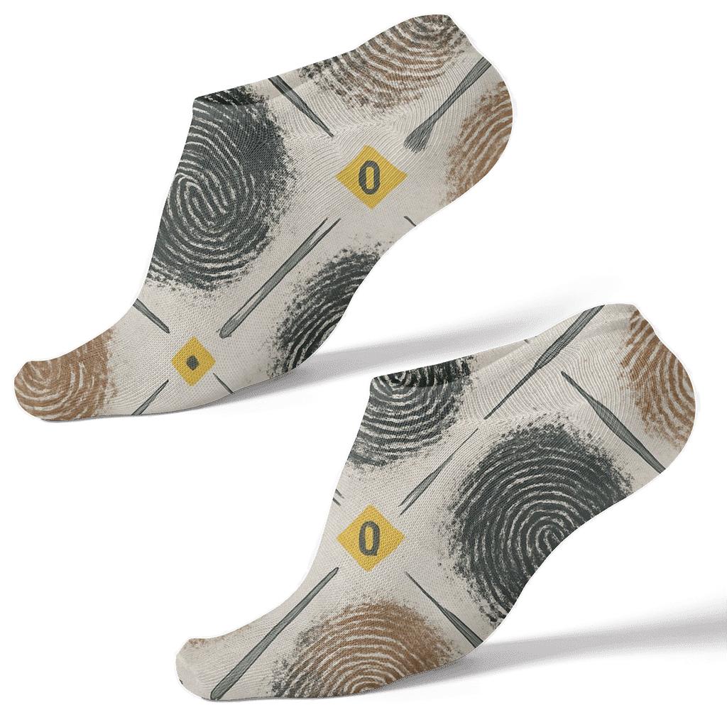 Crime Scene Investigator Fingerprint Lattice On White Ground premium sports ankle socks