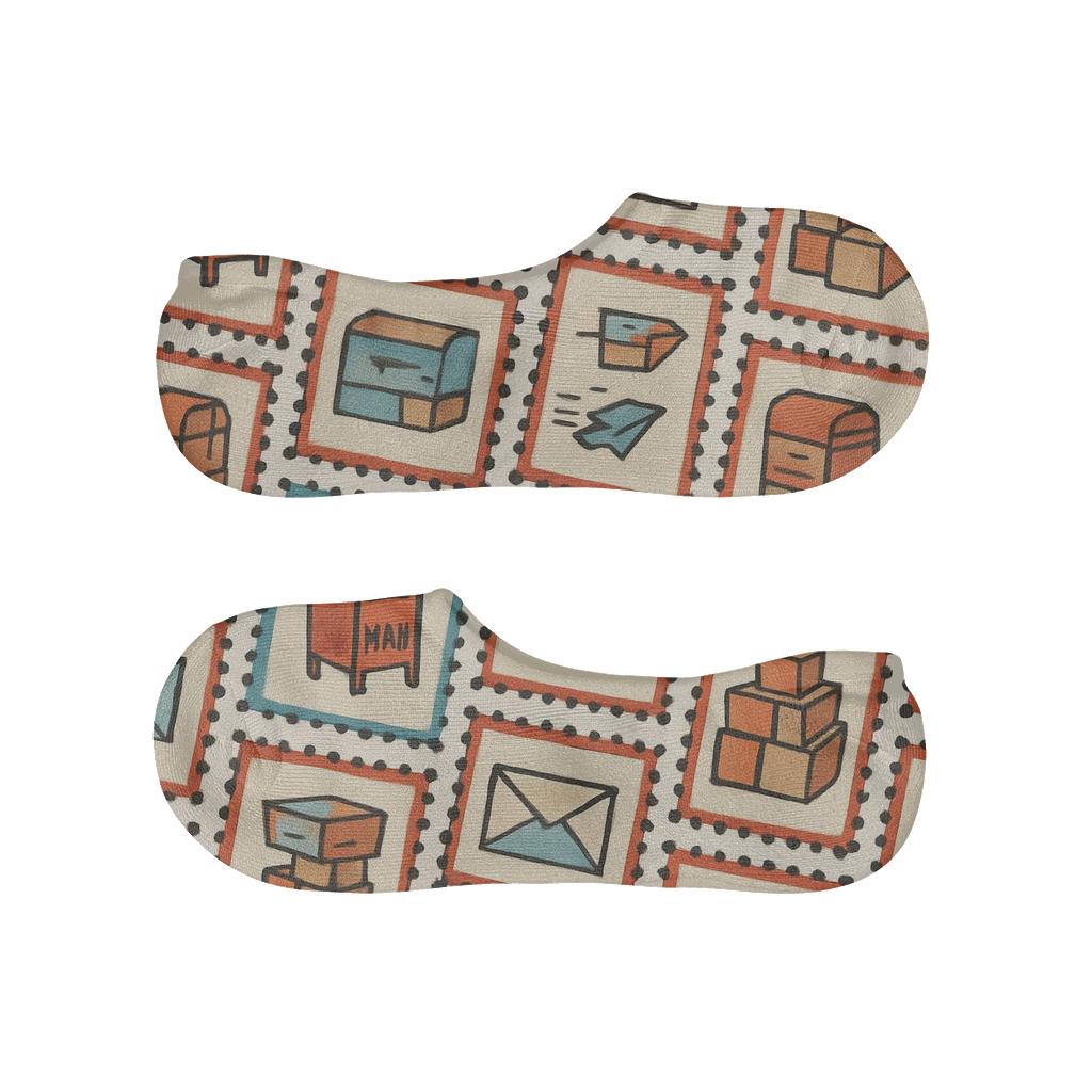 Vintage Stamp Tessellation For Postal Worker trendy no-show sock styles