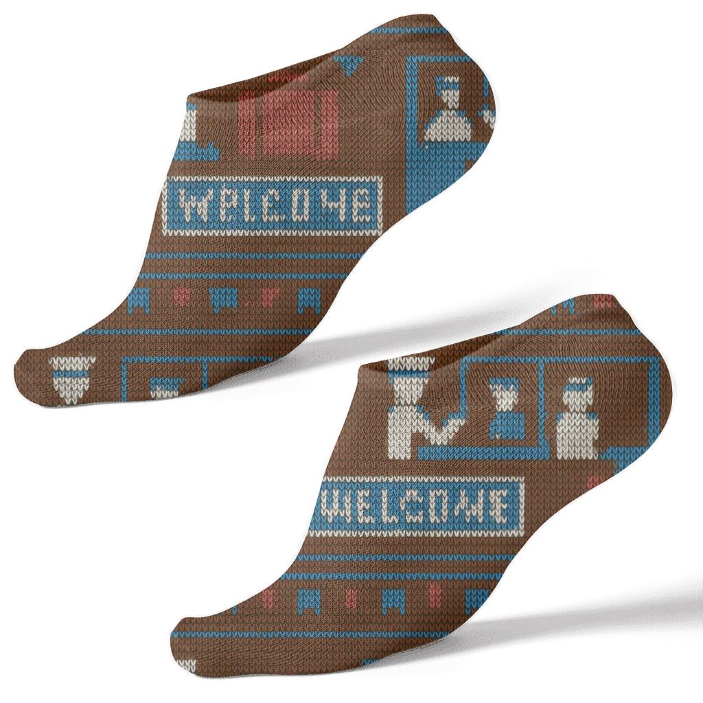 Immigration Officer Knit Illusion Border Bands unique graphic ankle socks