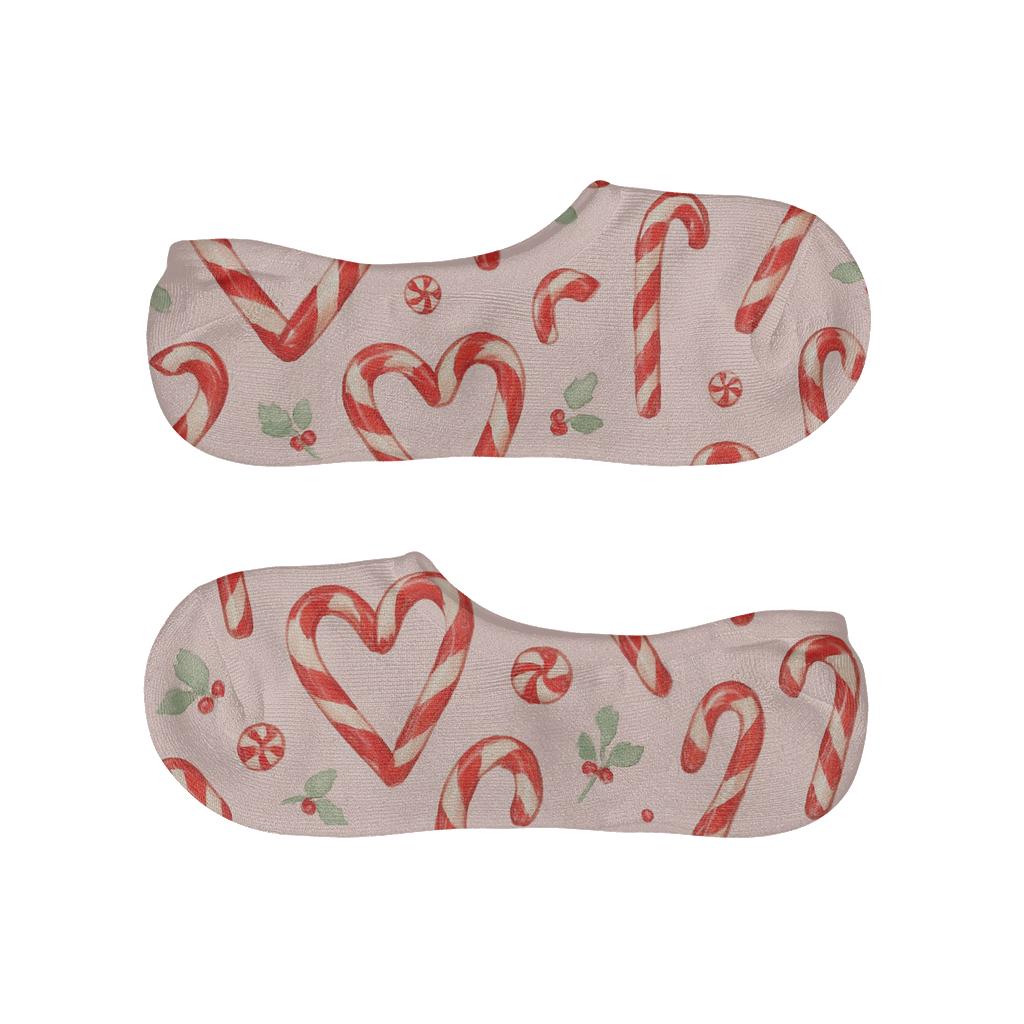 Candy Canes Painted Confection Study Scatter breathable seamless no-show sockscustom no-show socks