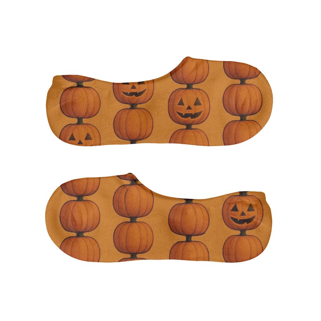 Orange Pumpkin Stack Column Repeat On Orange Background comfortable invisible socks