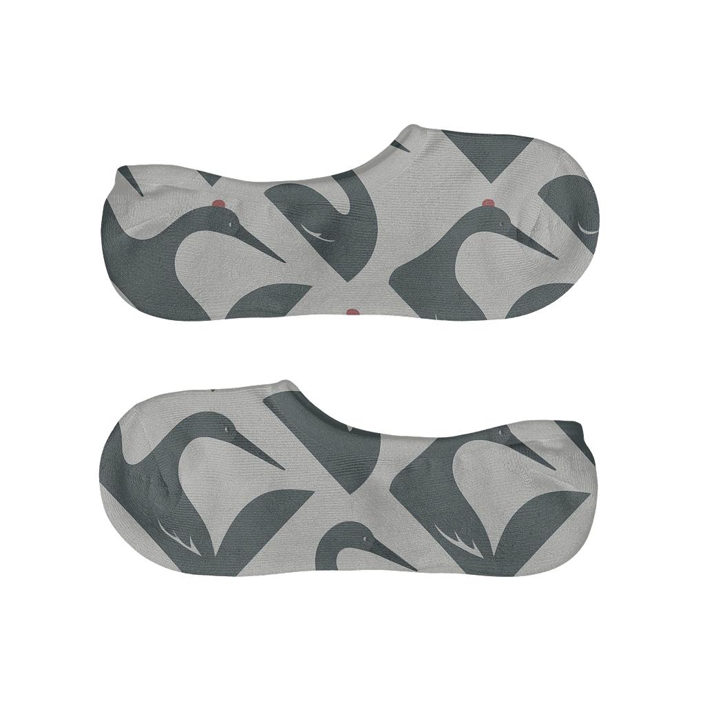 Crane Neck And Beak Chevron On Mist Gray Background anti-slip no-show socks