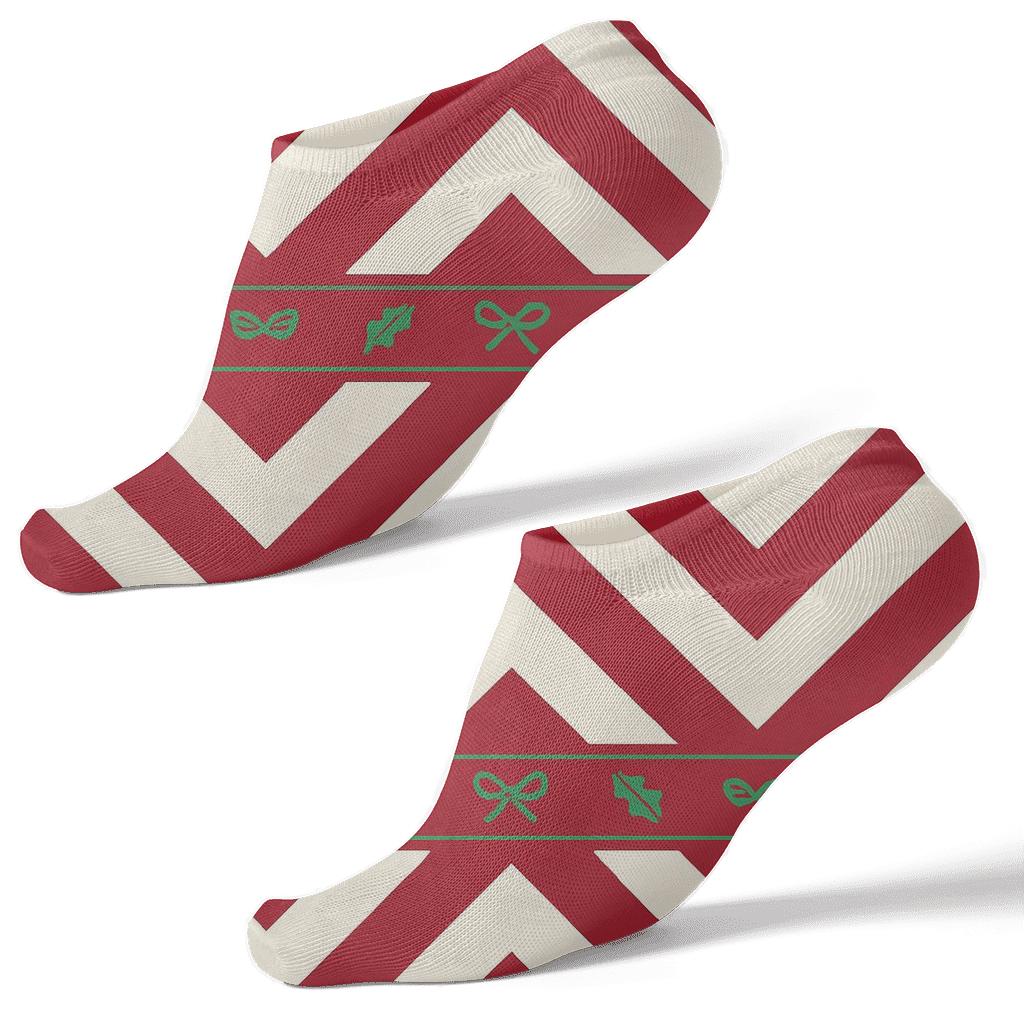 Candy Canes Chevron Interrupt Stripe Bands soft everyday ankle socks