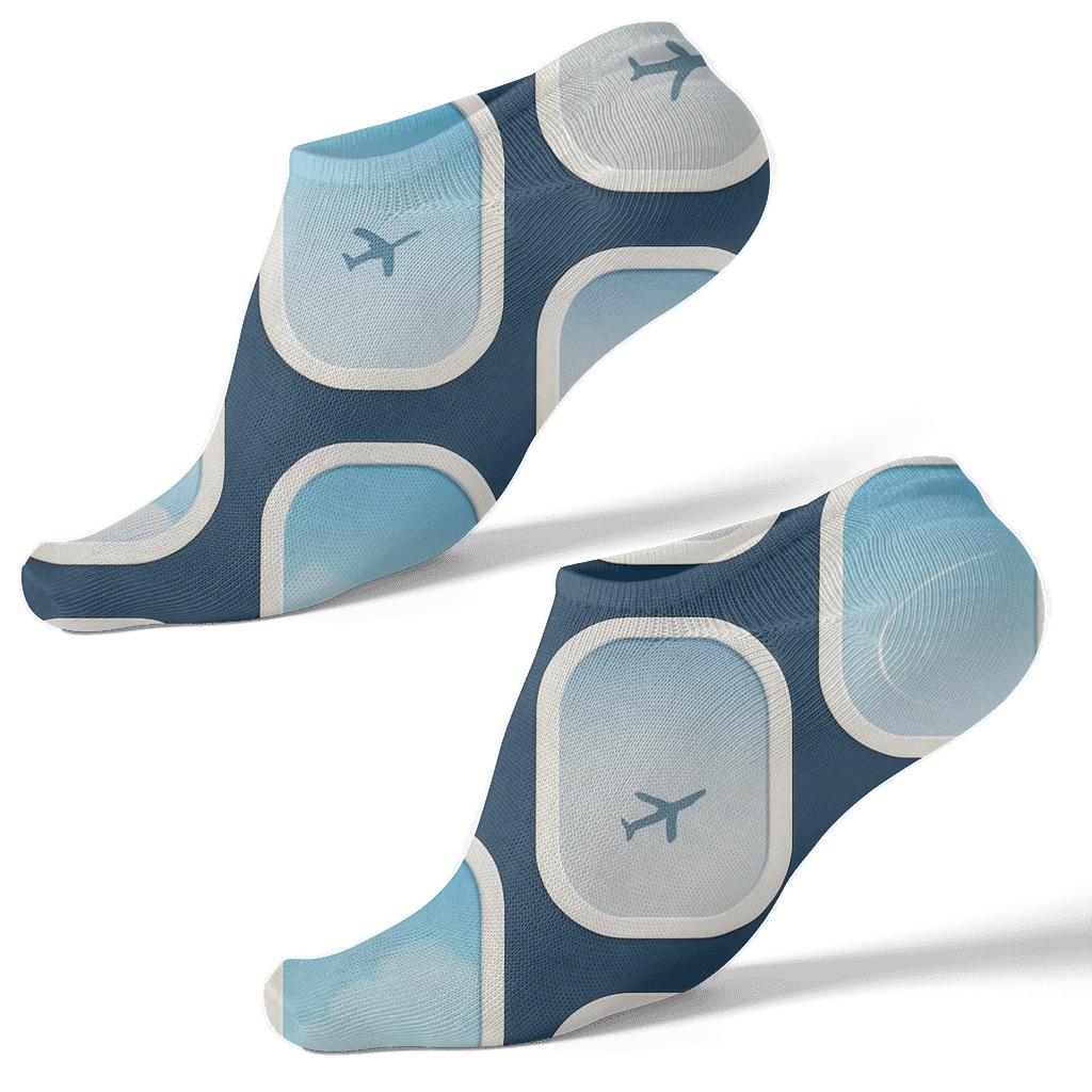 Airplane Window Quilt Grid In Navy Blue comfortable cotton ankle socks
