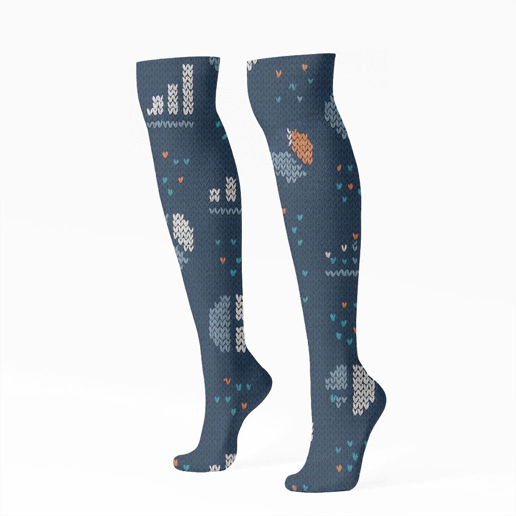 Knitted Tessellation Data Analyst Blueprint comfortable cotton knee-high socks