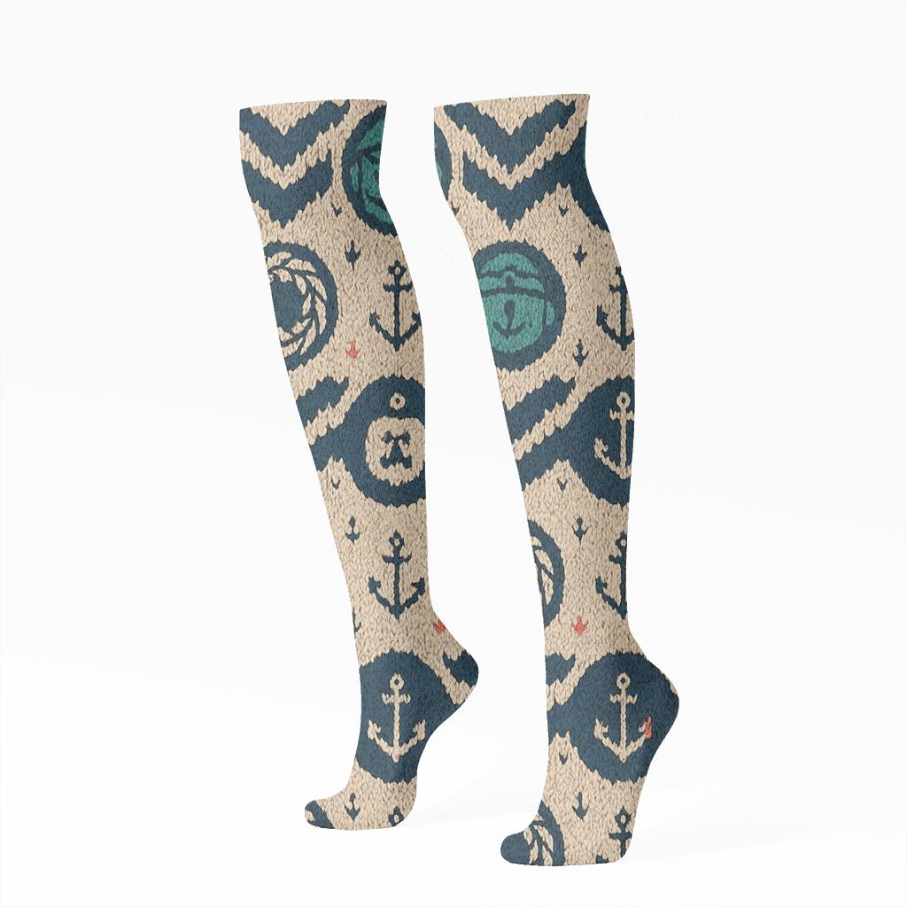 Ship Captain Knitted Waveband Tapestry unique graphic knee-high socks