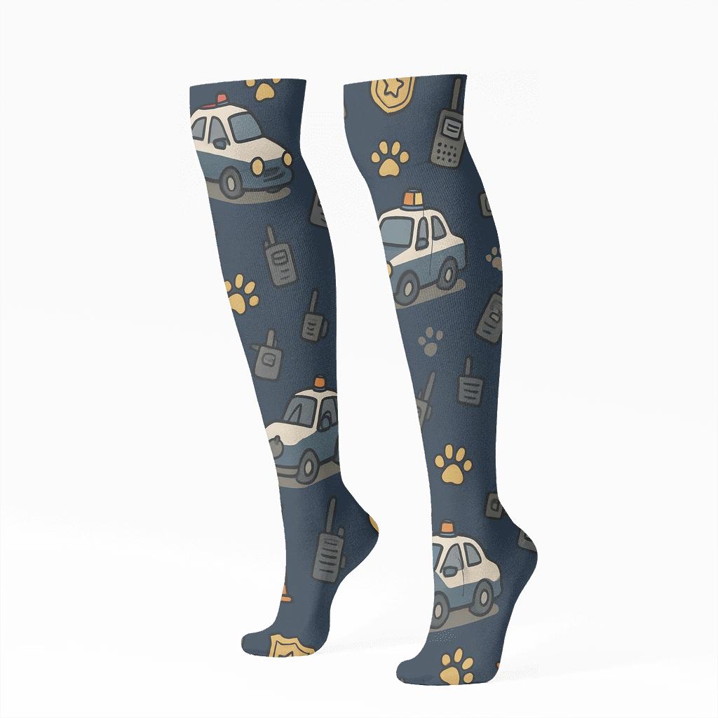 Midnight Patrol Tiles, Security Guard Edition custom knee-high socks