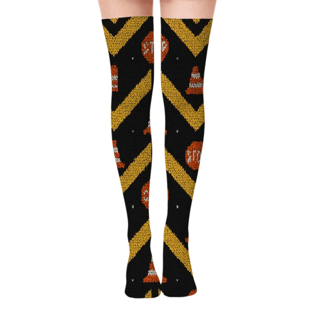 Crossing Guard Chevron Knit Illusion unique graphic over-the-knee socks