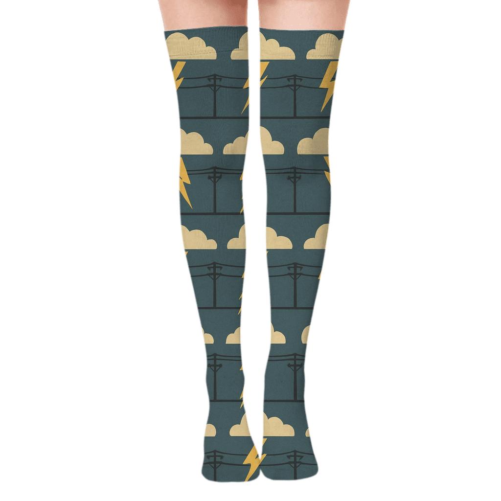 Vintage Power Line Strike Bands soft everyday over-the-knee socks