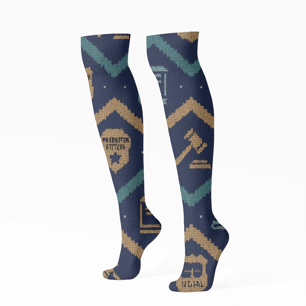 Probation Officer Badge And Docket Chevron custom knee-high socks
