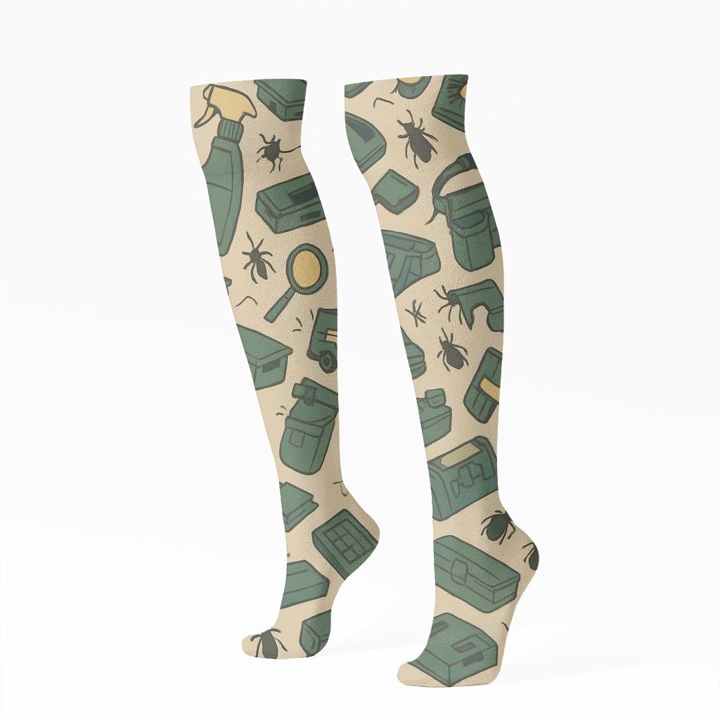 Pest Control Technician Service Collage Tiling custom knee-high socks