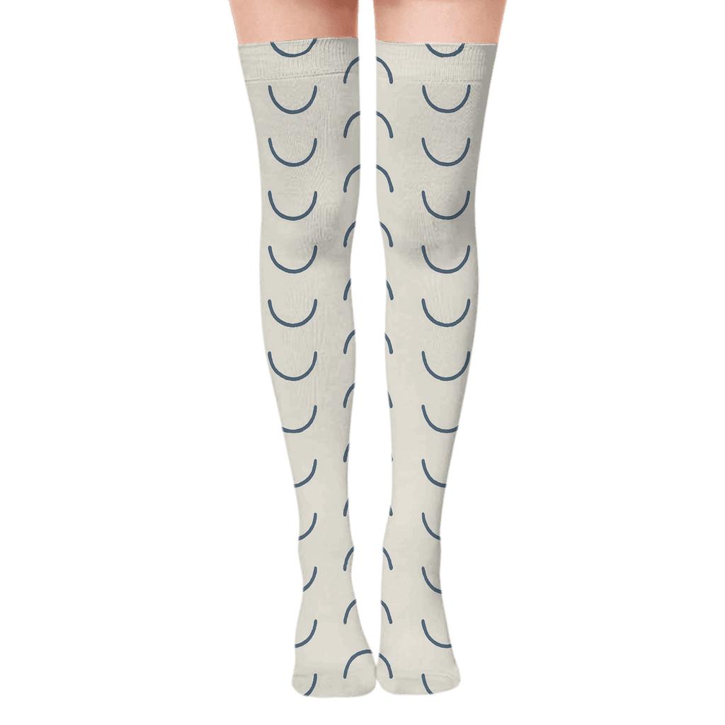 Micro Arc Stitch Repeat trendy patterned over-the-knee socks