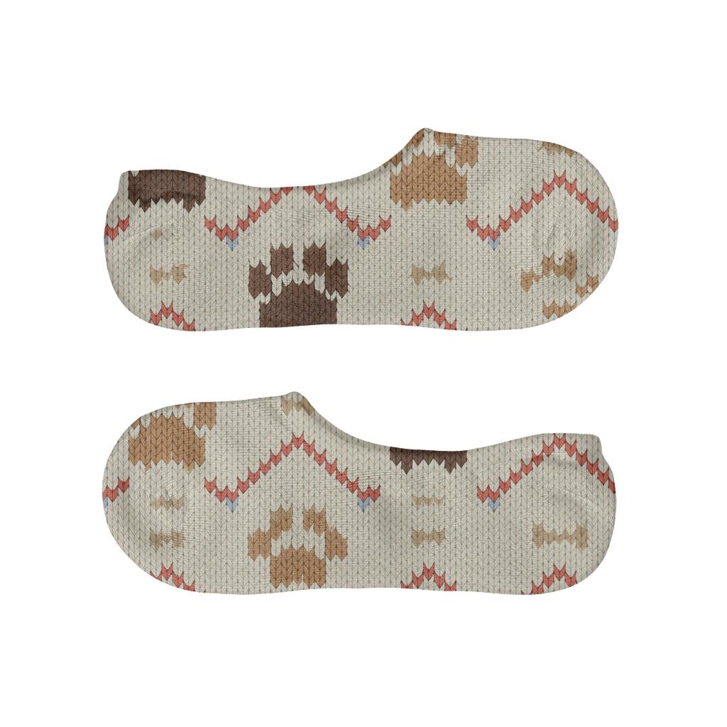 Knitted Dog Paw Chevron On Cream Field unique hidden socks