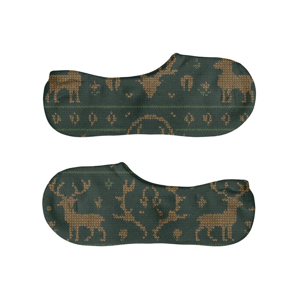 Woodland Knit Deer Band Pattern trendy no-show sock styles