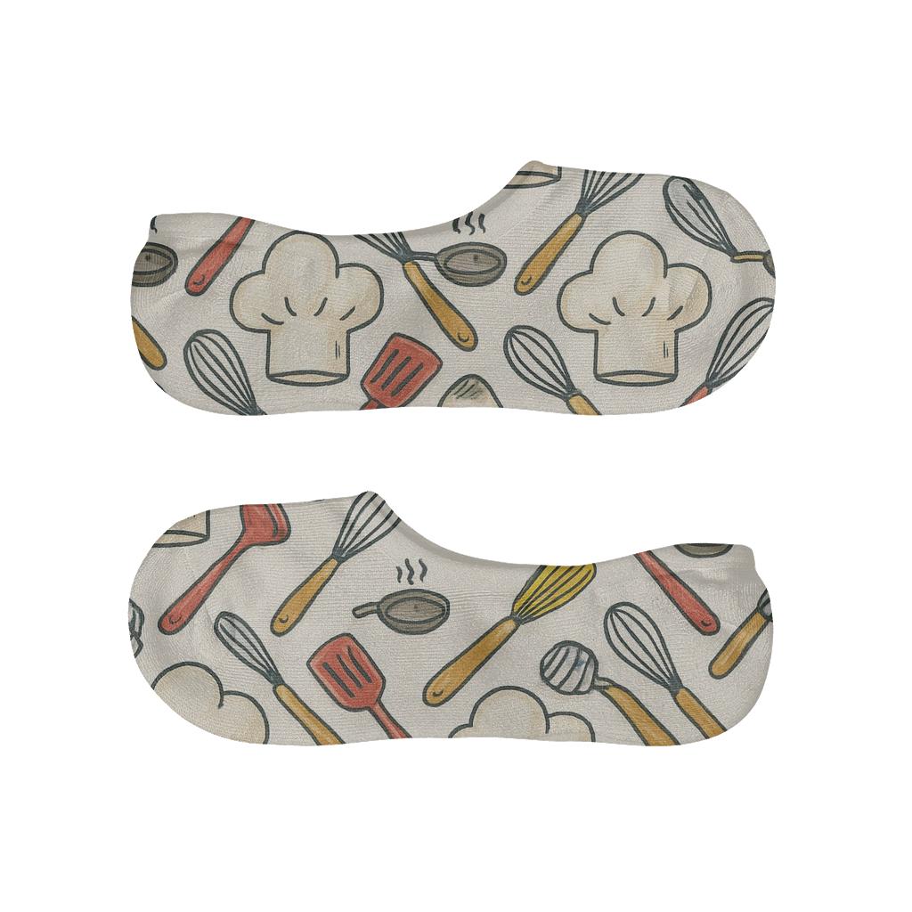 Chef Hat And Utensil Chevron Parade breathable seamless no-show sockscustom no-show socks