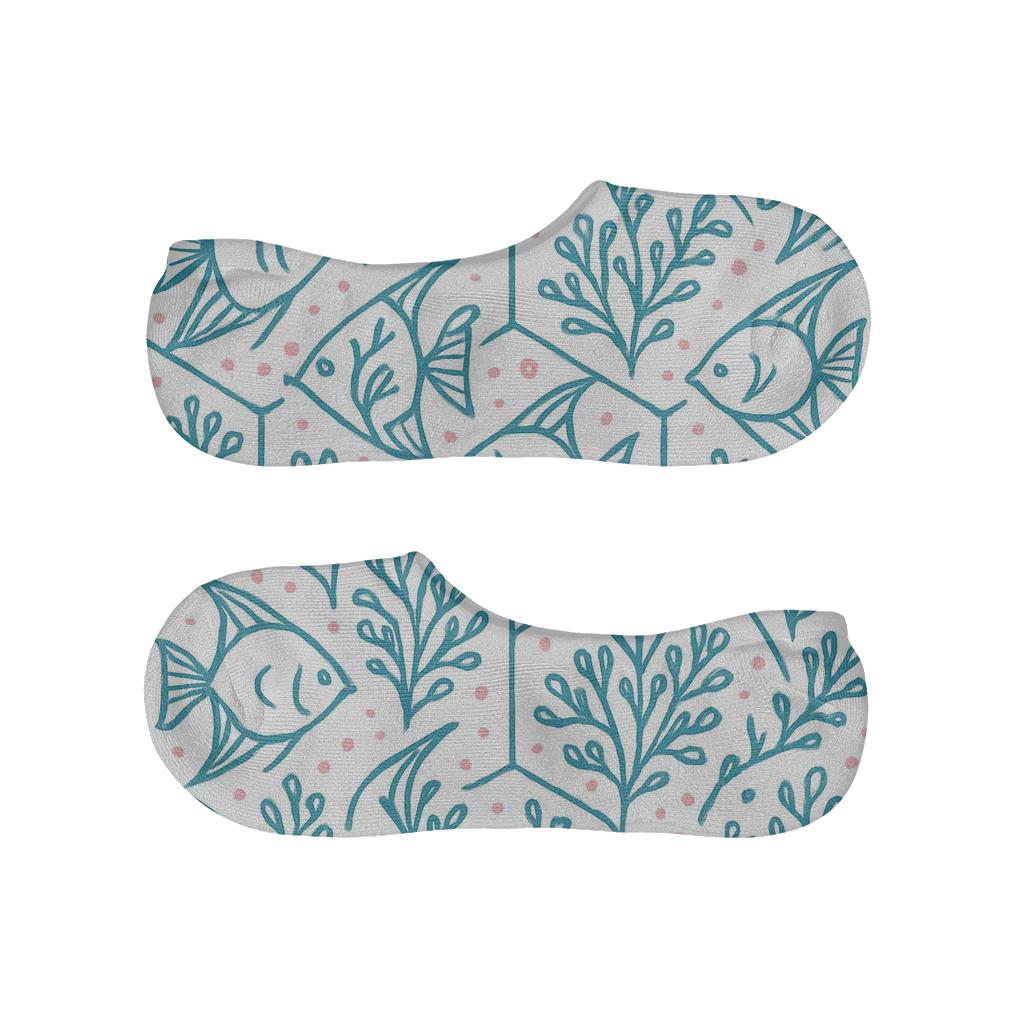 Coral Garden Lattice With Fish Motifs comfortable invisible socks