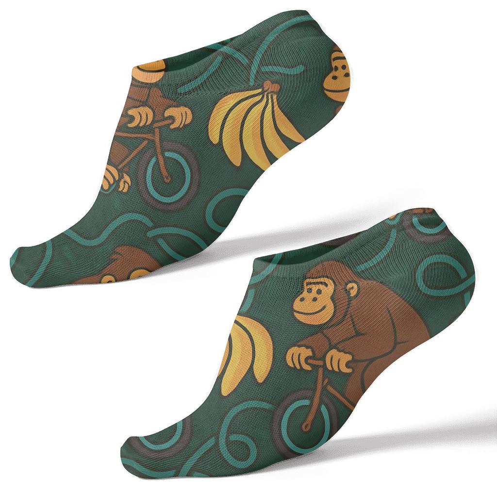 Bicycle Parade With Ape Pattern designer print ankle socks