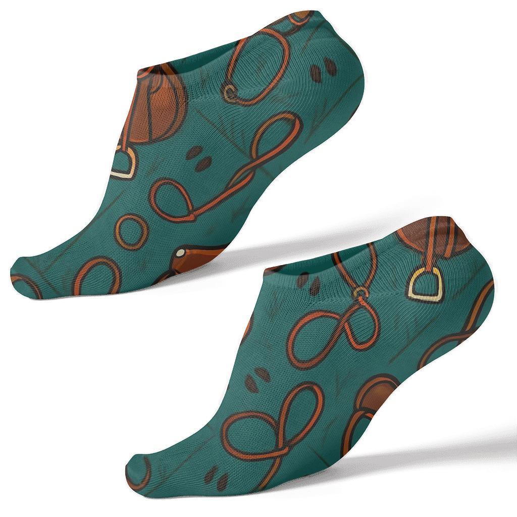 Horse Saddle Lattice On Deep Teal trendy patterned ankle socks