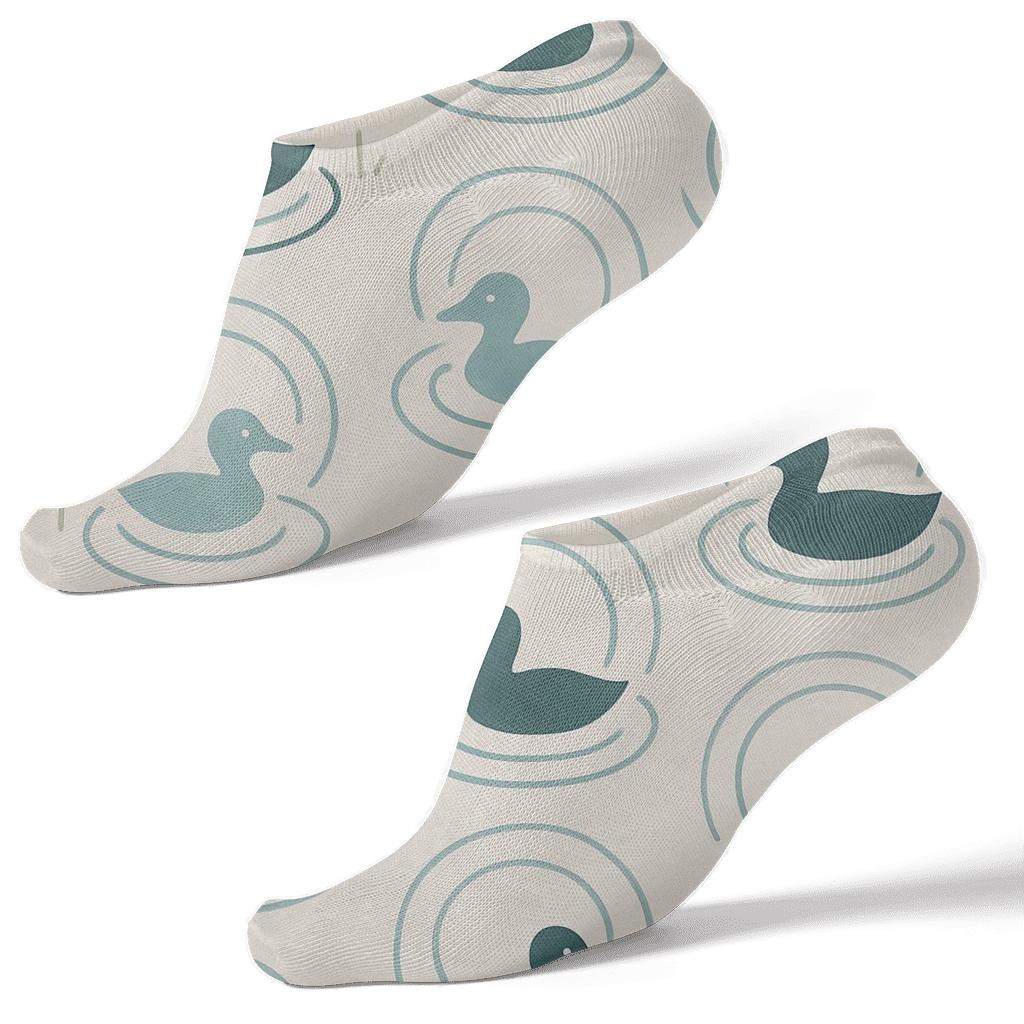 Pond Ripple Lattice With Duck Silhouettes trendy patterned ankle socks