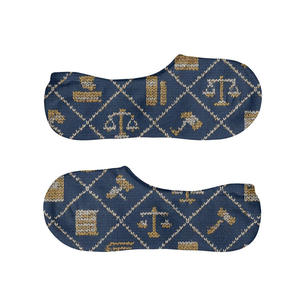 Courtroom Knit Illusion With Lawyer Motifs breathable seamless no-show sockscustom no-show socks