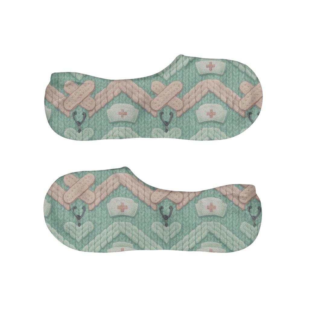 Knitted Nurse Cap And Bandage Chevron breathable no-show socks